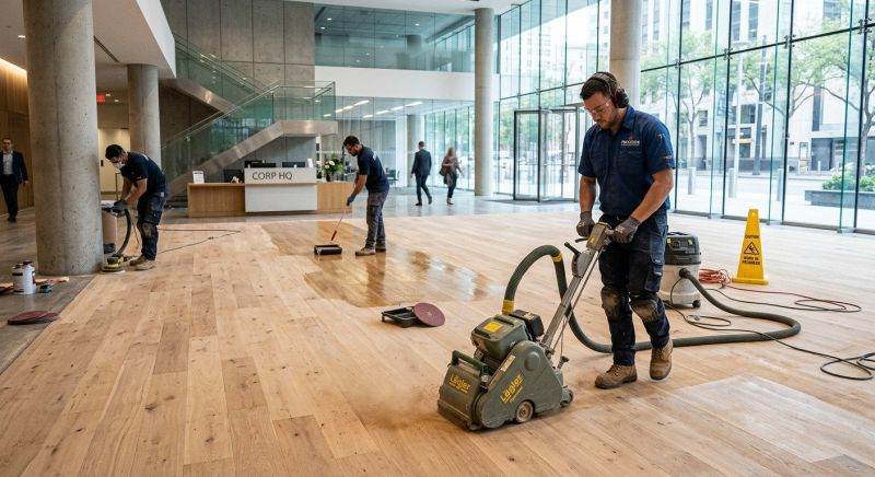 Our team working on Wood Floor Service projects in San Antonio, TX